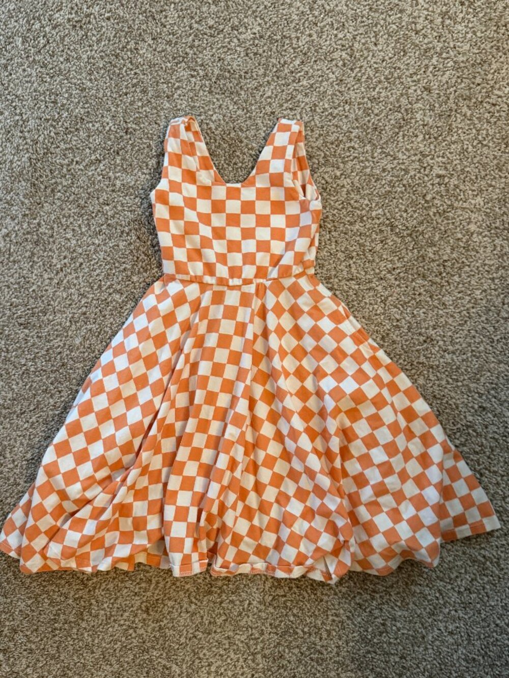Remie Girl Orange Checkered Ballet Dress, Size 4